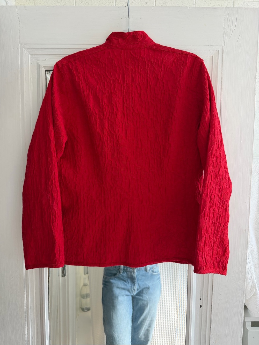 Red Textured Button-Up Jacket - Picture 4 of 4
